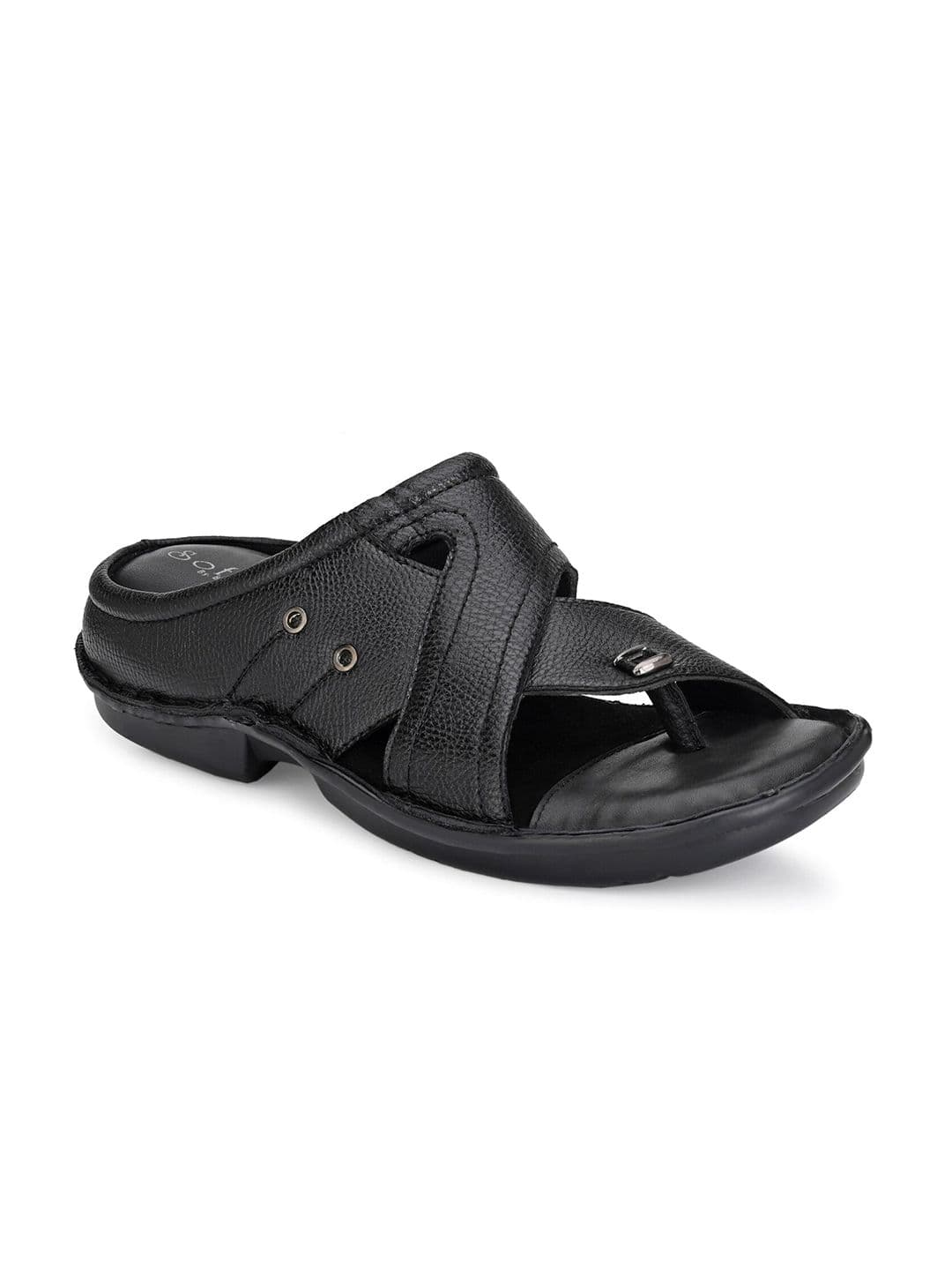 SOFTIO Men Black Textured Comfort Sandals - view 1