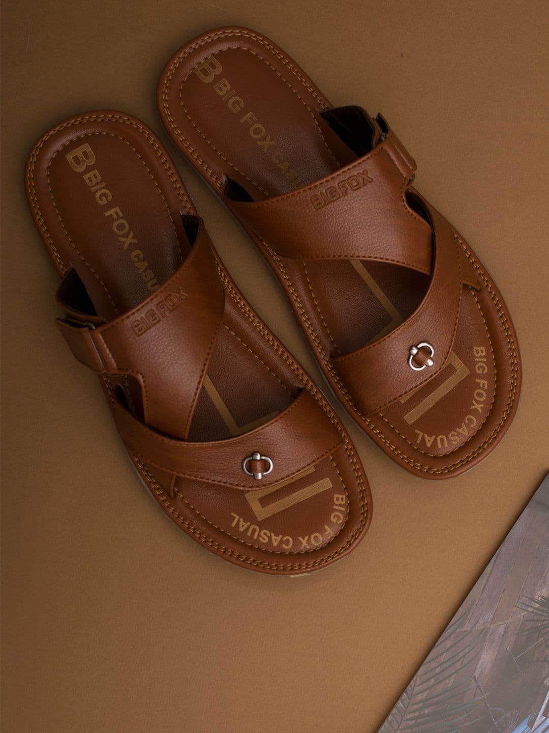 Big Fox Men Tan Solid Slip On Comfort Sandals - view 1