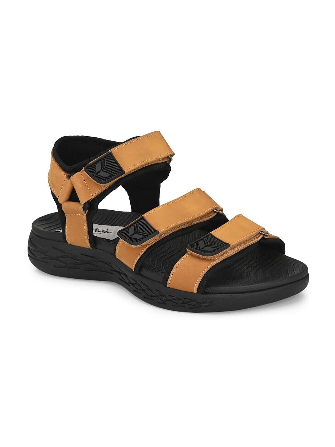 Delize Men Yellow & Black Leather Comfort Sandals - view 1