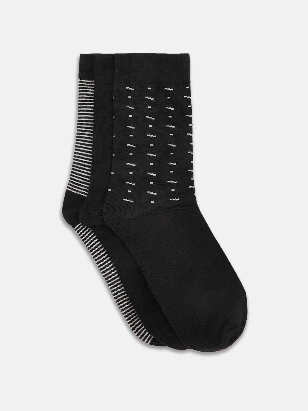 RICHARD PARKER by Pantaloons Men Pack Of 3 Black & White Patterned Calf Length Socks - view 1