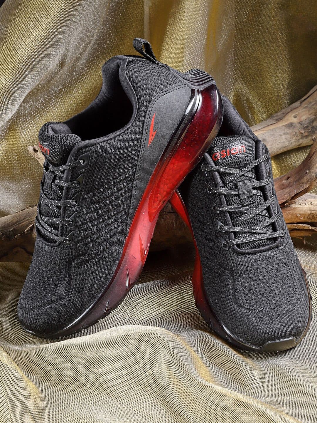 ASIAN Men Black & Red Mesh Running Non-Marking Shoes - view 1