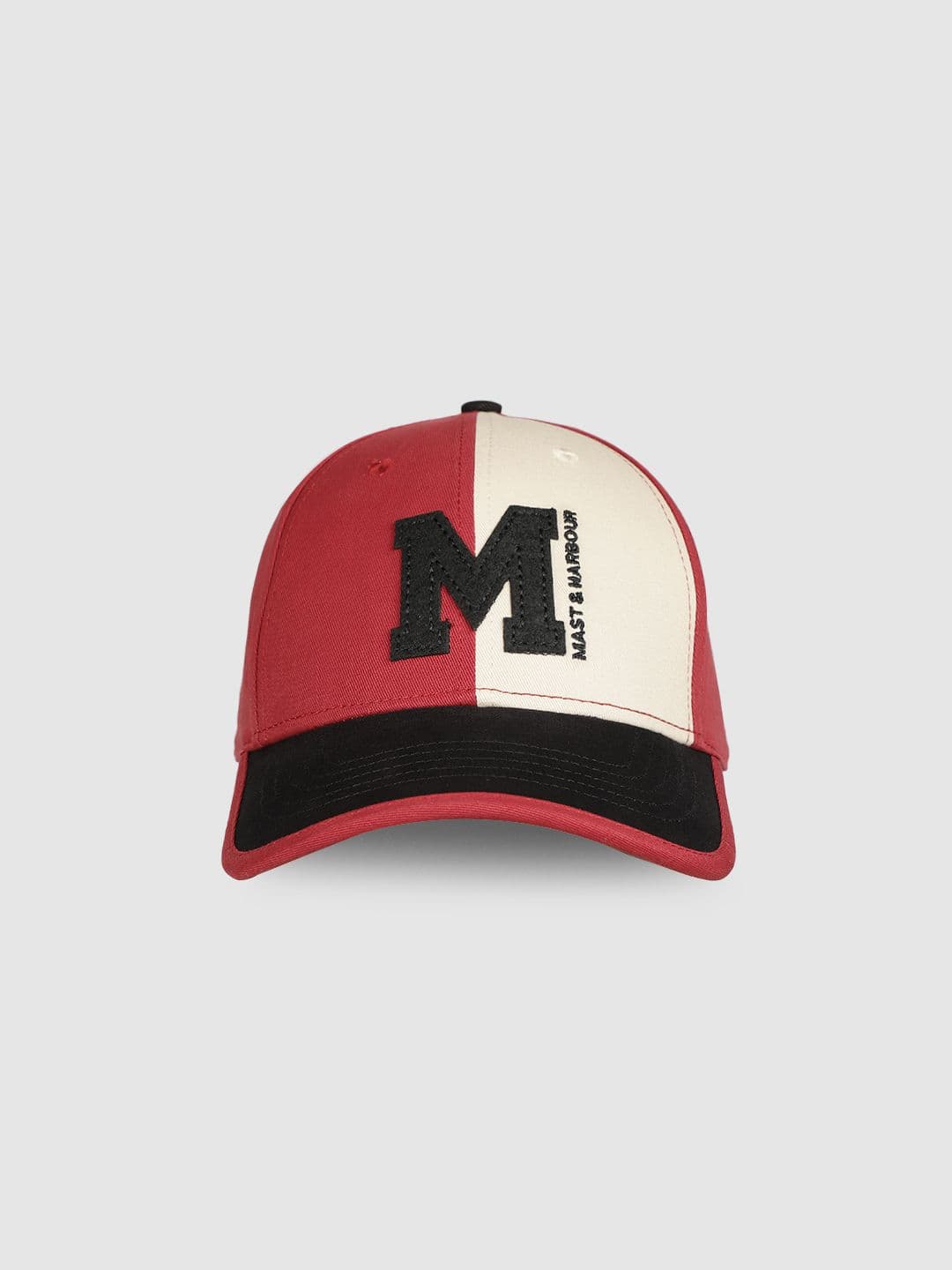 Mast & Harbour Unisex Red & Black Colourblocked Baseball Cap - view 1