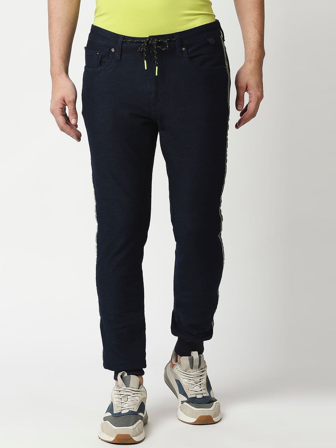 WAIMEA Men Blue Skinny Fit Striped Stretchable Cotton Jeans - view 1
