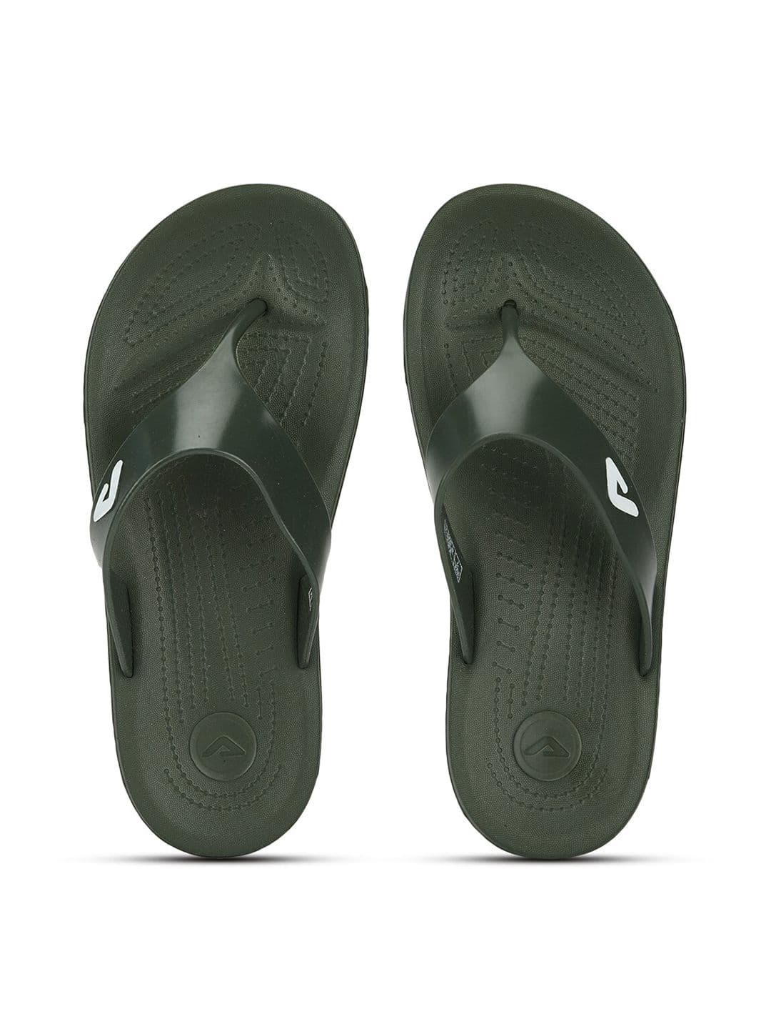 Adda Men Olive Green Rubber Thong Flip-Flops - view 1