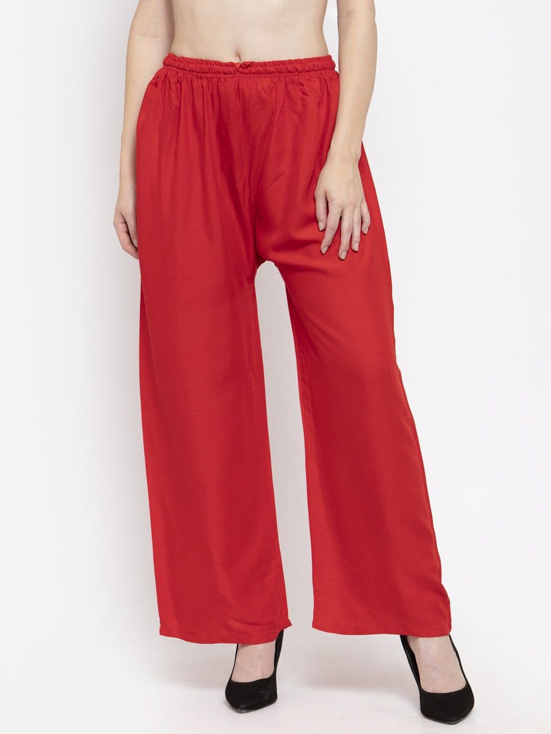 Clora Creation Women Red Rayon Palazzos - view 1