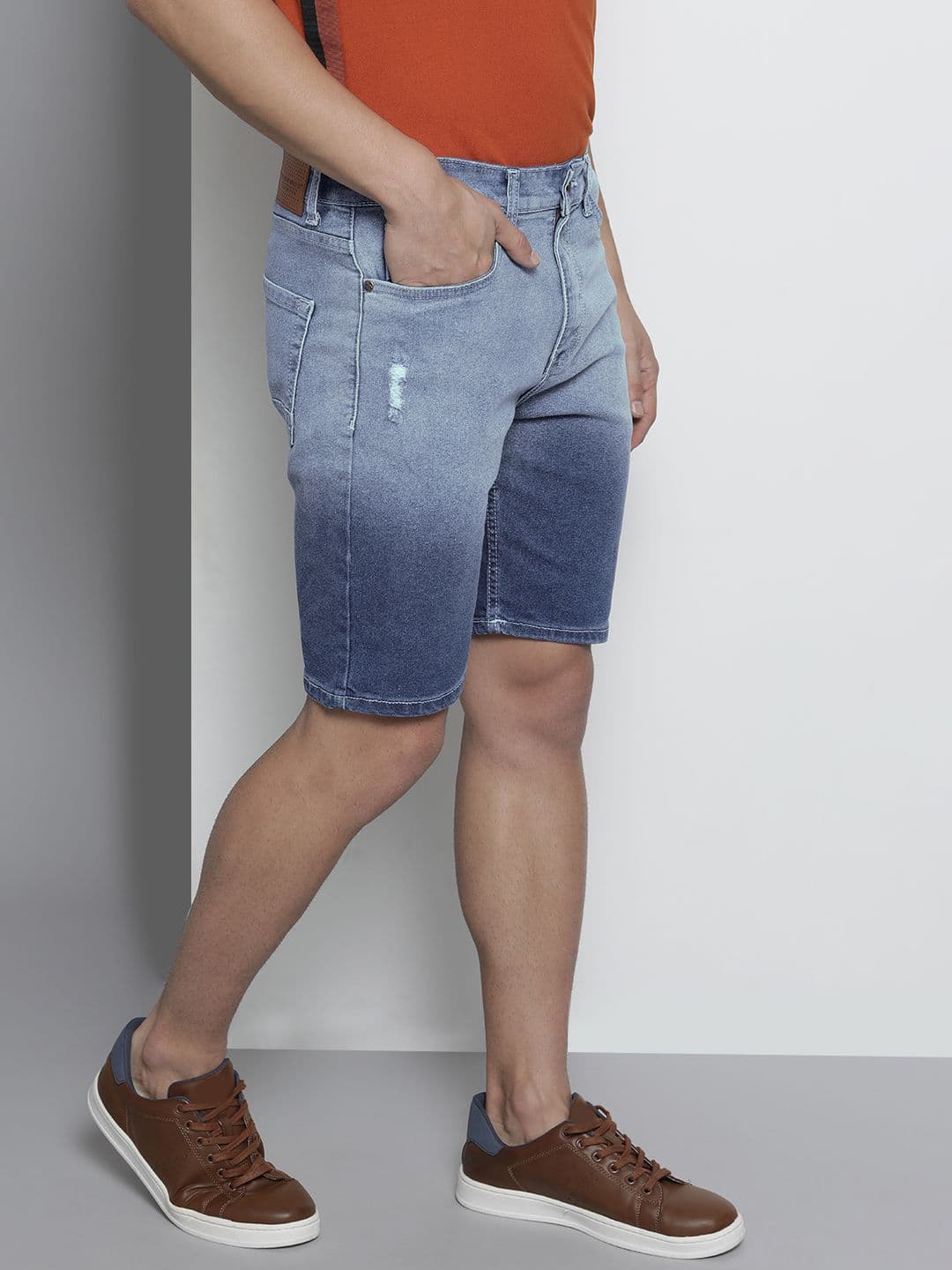 The Indian Garage Co Men Blue Slim Fit Denim Shorts - view 1