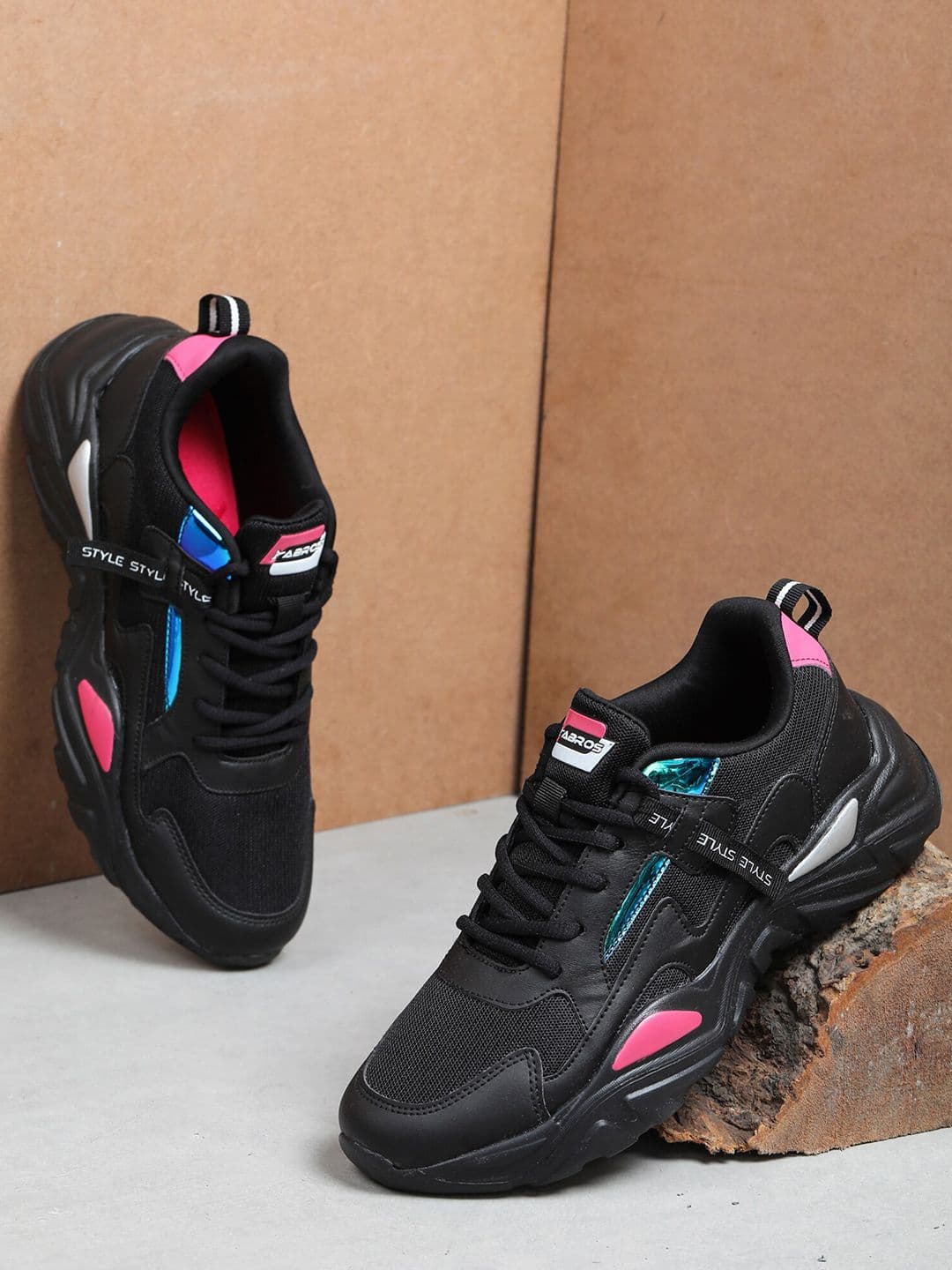 ABROS Women Black Mid-Top Mesh Running Shoes - view 1