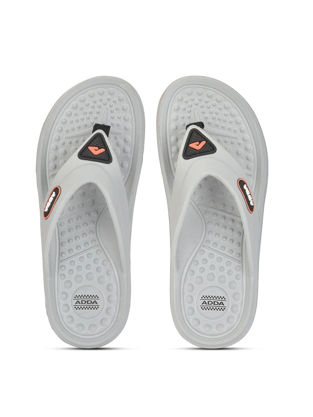 Adda Men Grey & Orange Rubber Thong Flip-Flops - view 1