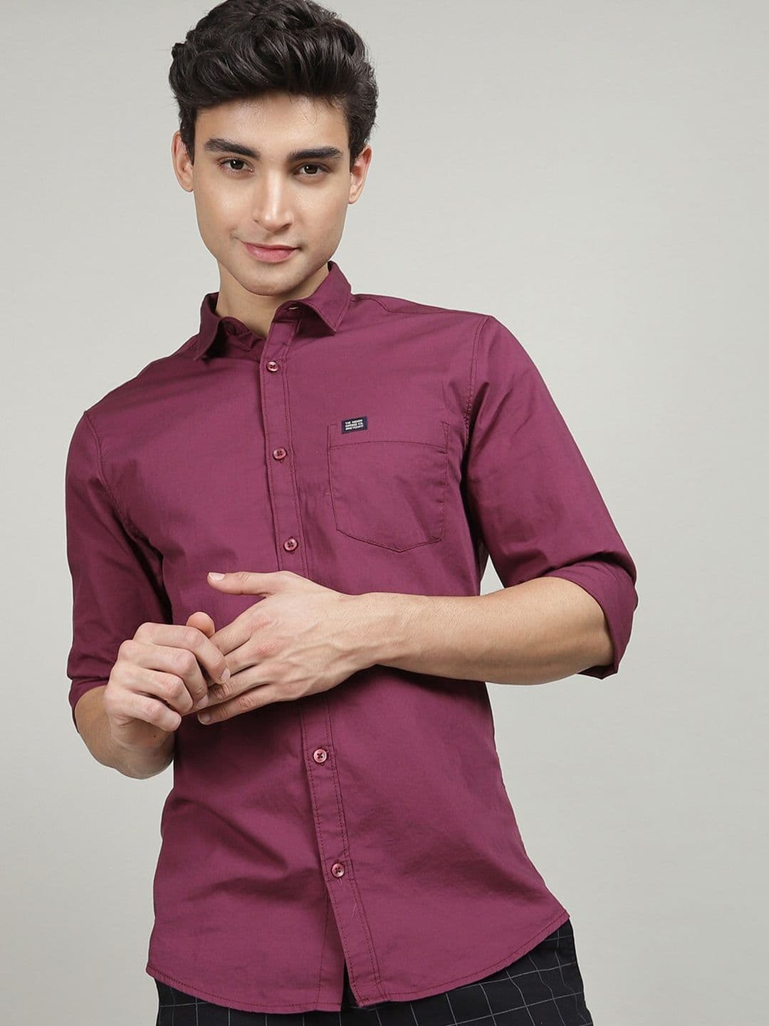 The Indian Garage Co Men Burgundy Comfort Regular Fit Cotton Casual Shirt - view 1