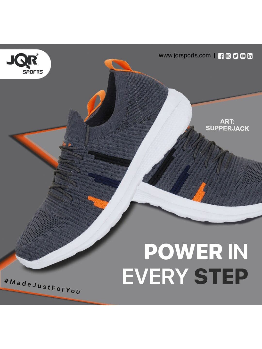 JQR Men Supperjack Grey Mesh Running Shoes - view 1