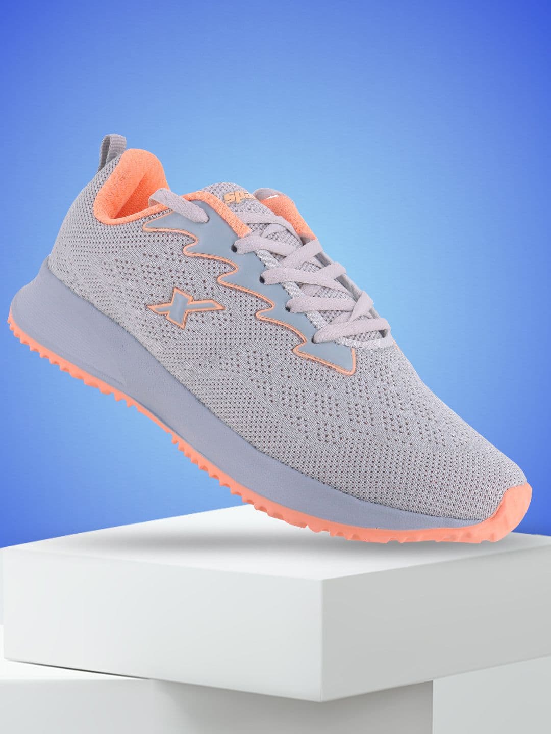 Sparx Women Grey & Peach Mesh Running Shoes - view 1