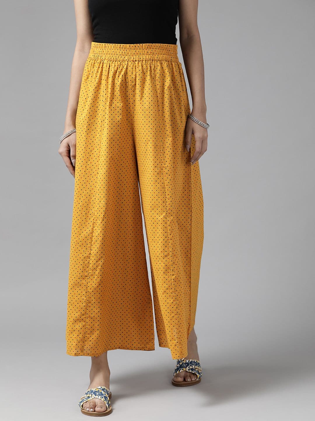 PANIT Women Yellow & Red Printed Cotton Palazzos - view 1