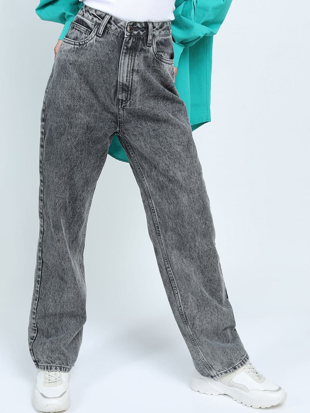Tokyo Talkies Women Grey Straight Fit Light Fade Jeans - view 1