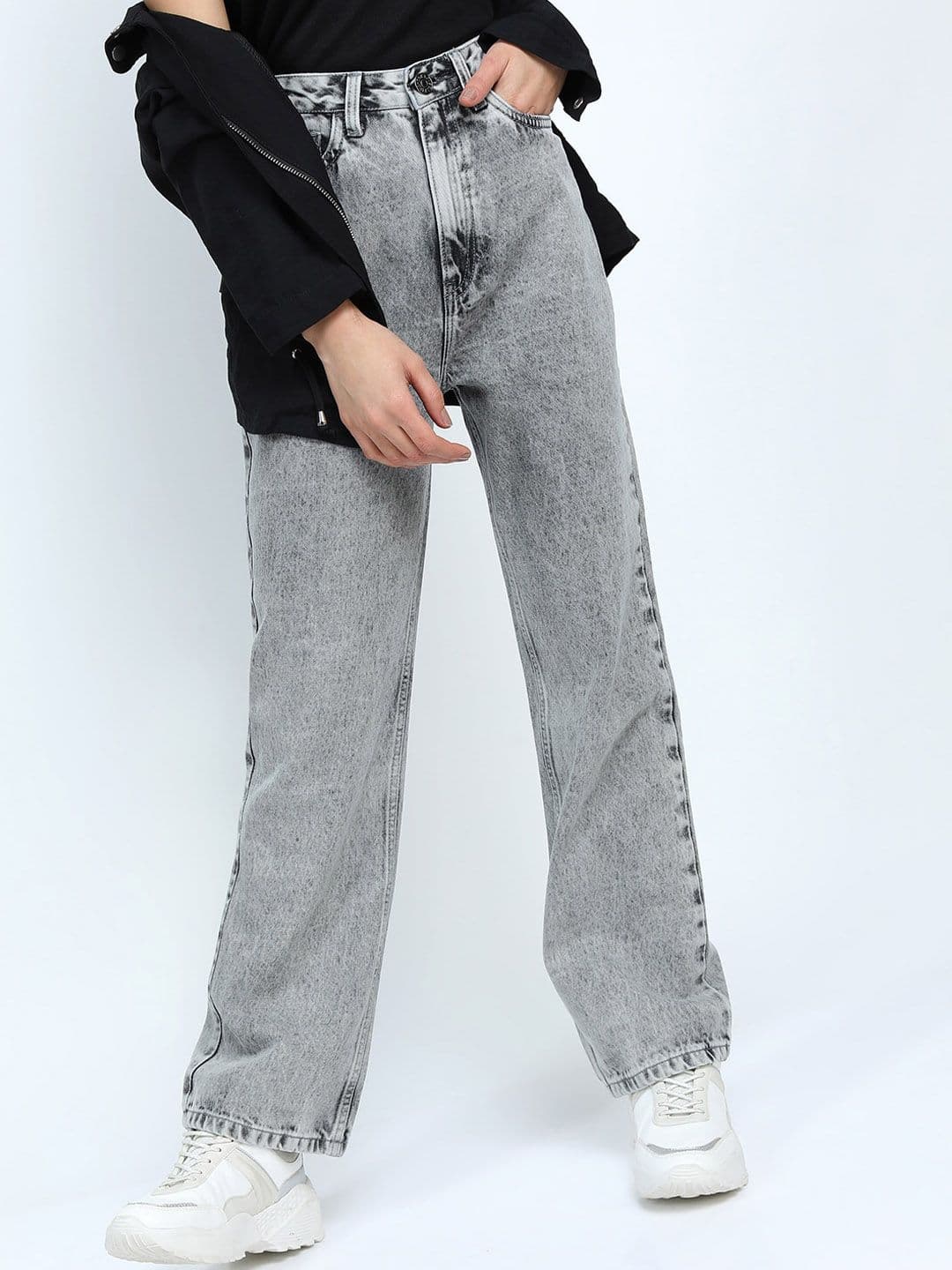 Tokyo Talkies Women Grey Straight Fit Heavy Fade Jeans - view 1