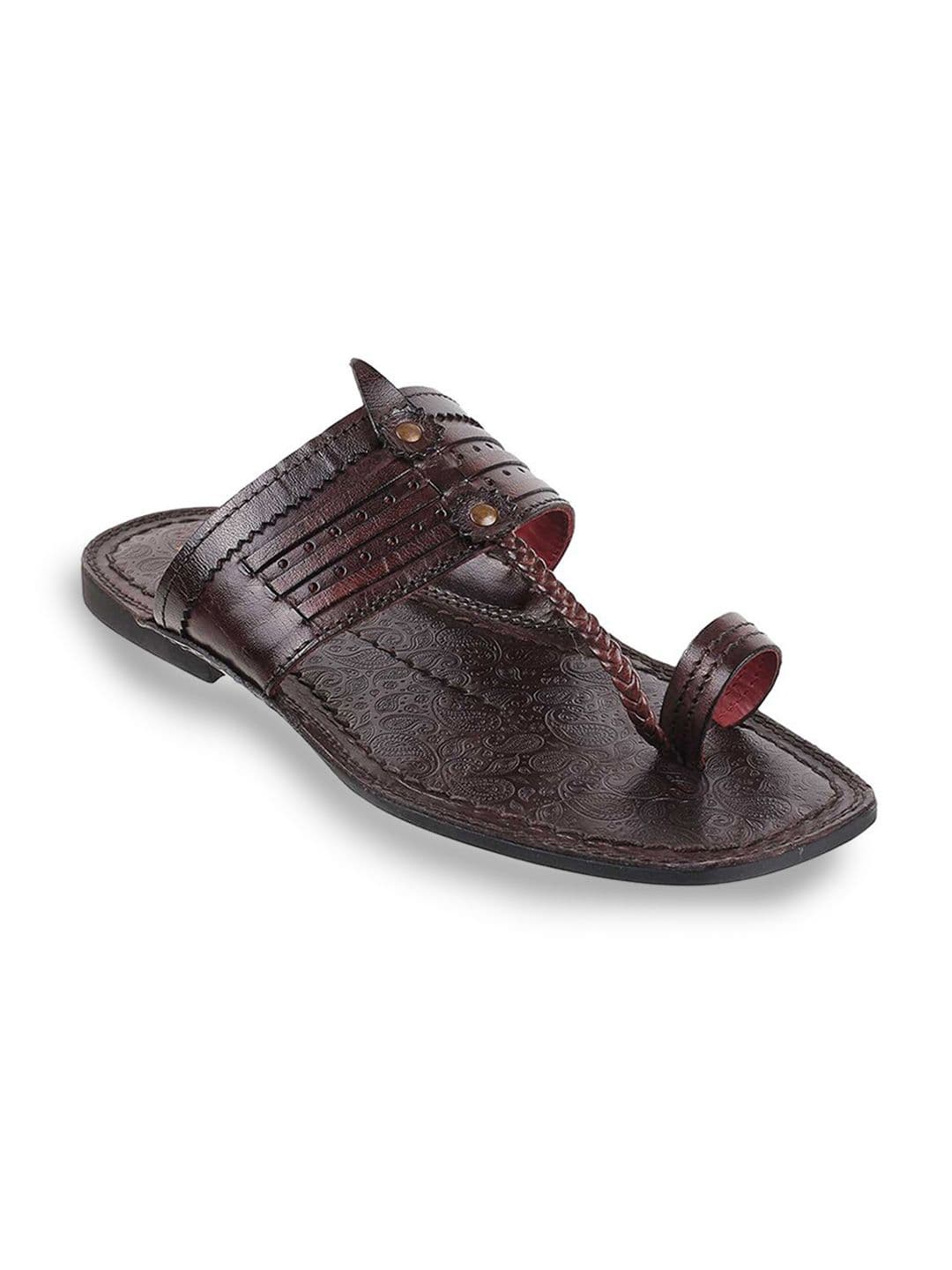 J.FONTINI J FONTINI Men Maroon Ethnic Leather Comfort Sandals - view 1