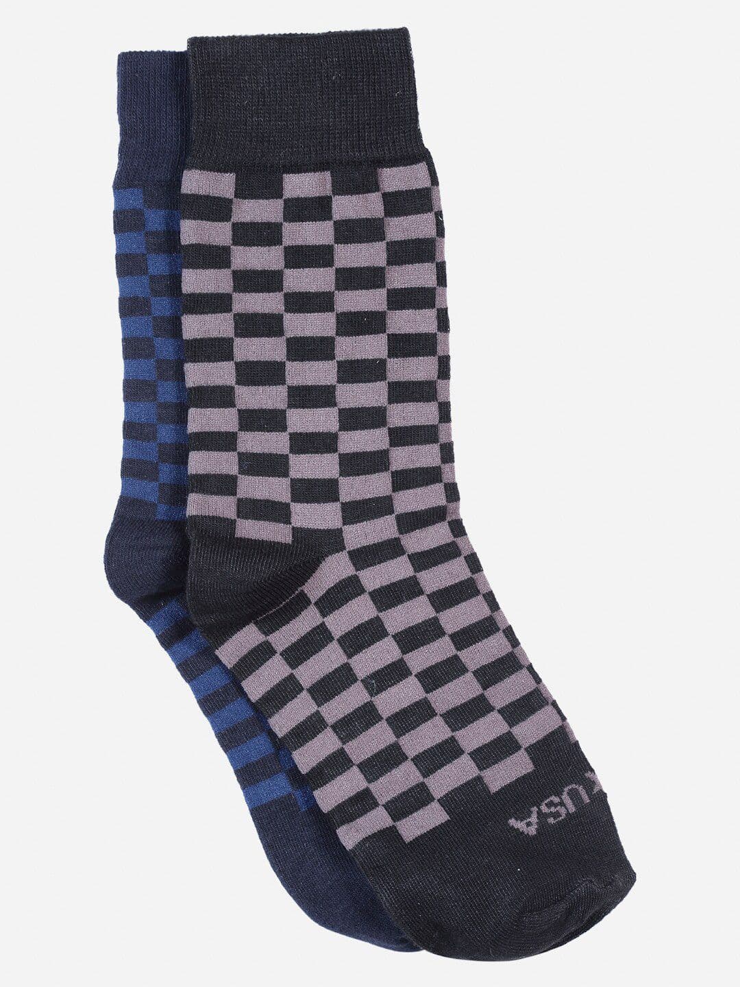 JUMP USA Men Pack of 2 Navy Blue & Black Calf Length Socks - view 1