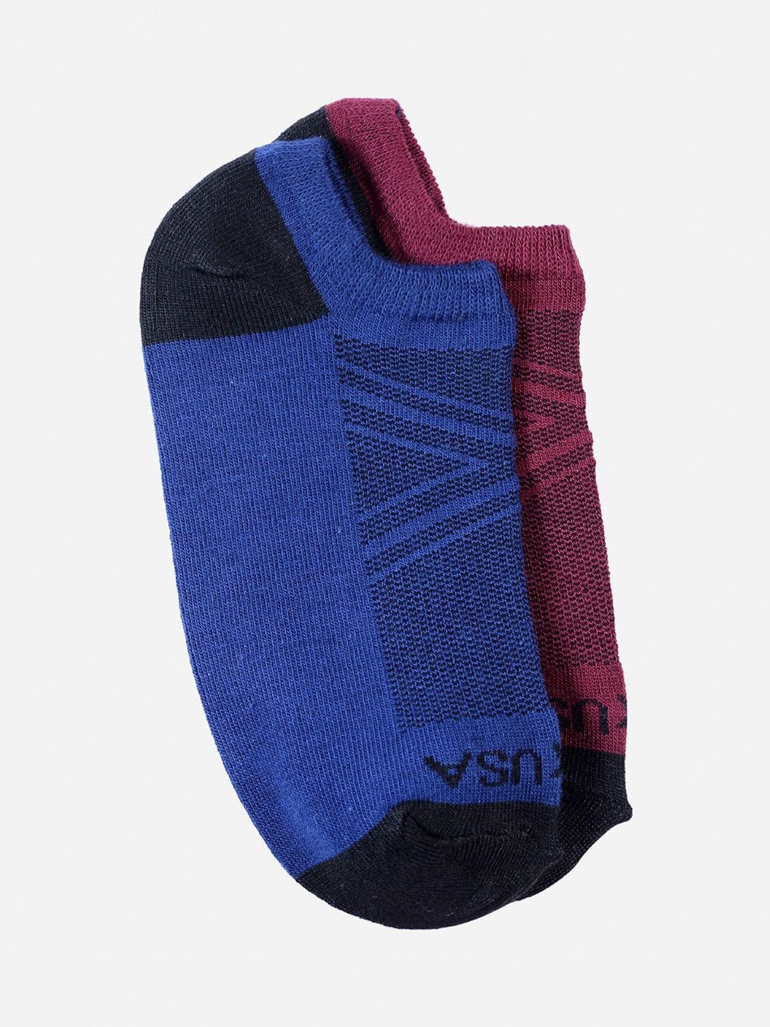 JUMP USA Men Set of 2 Blue & Burgundy Ankle Length Socks - view 1
