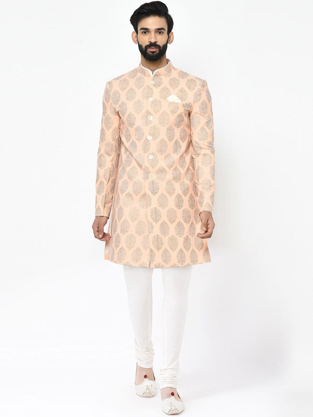 KISAH Men Floral Printed Indowestern Sherwani Set