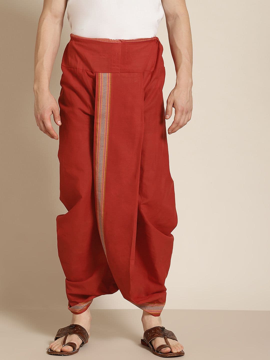 Anug by SOJANYA Men Maroon Solid Cotton Dhoti Pants - view 1