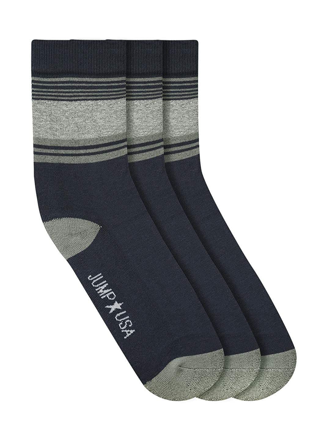 JUMP USA Men Pack Of 3 Navy Blue Patterned Ankle Length Socks - view 1