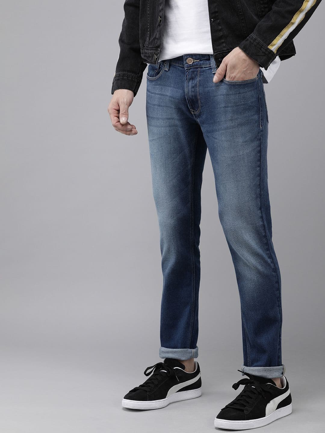 SPYKAR Men Blue Skinny Fit Low-Rise Light Fade Stretchable Jeans - view 1