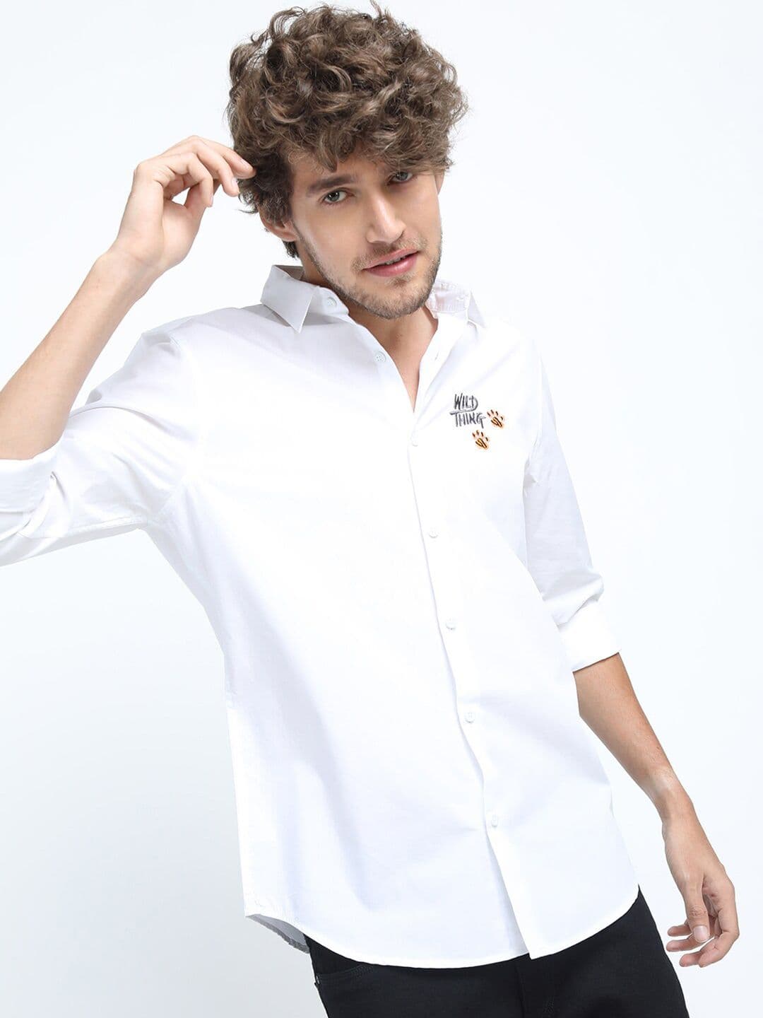 HIGHLANDER Men White Slim Fit Cotton Casual Shirt - view 1