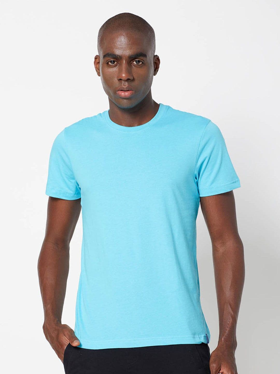 SPORTO Men Blue Regular Fit Cotton T-shirt