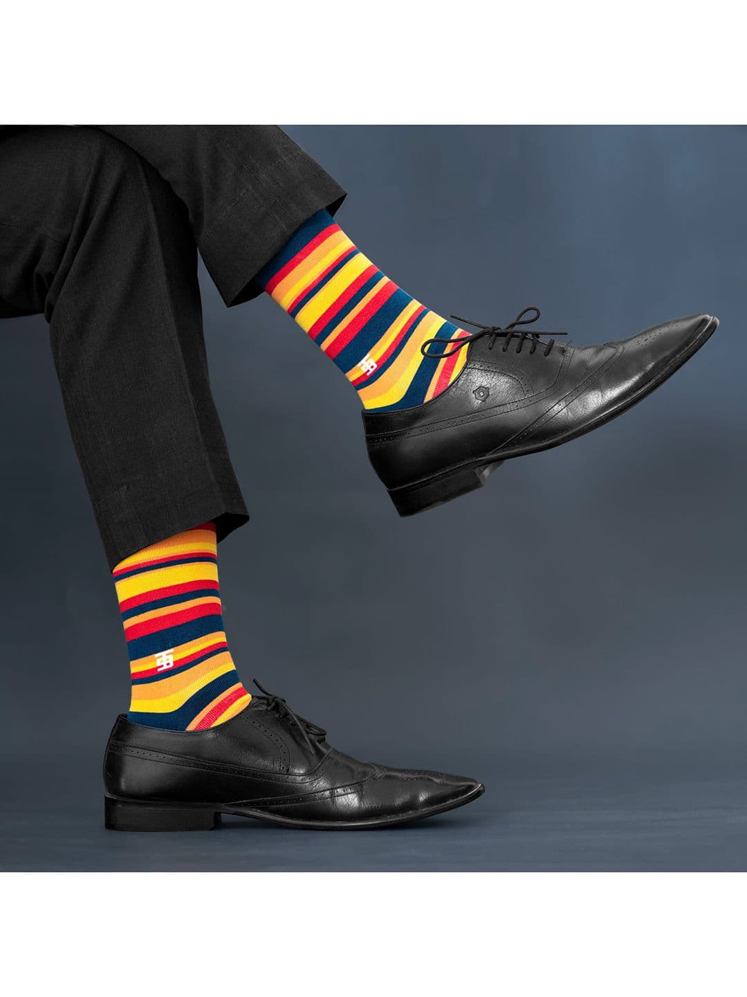 SockSoho Men Red & Yellow Striped Calf-Length Socks - view 1