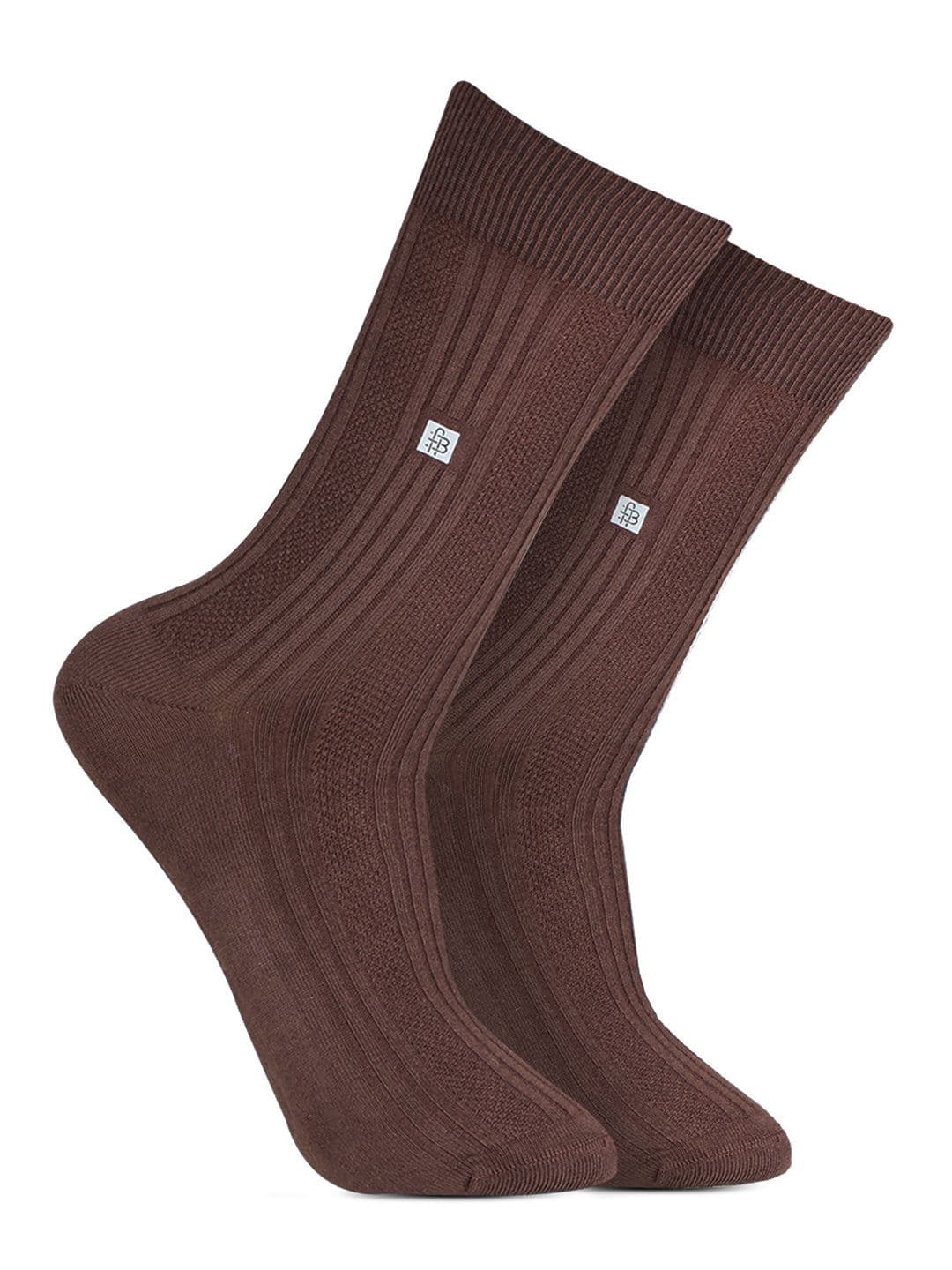 Bonjour Men Brown Patterned Calf Length Formal Socks - view 1
