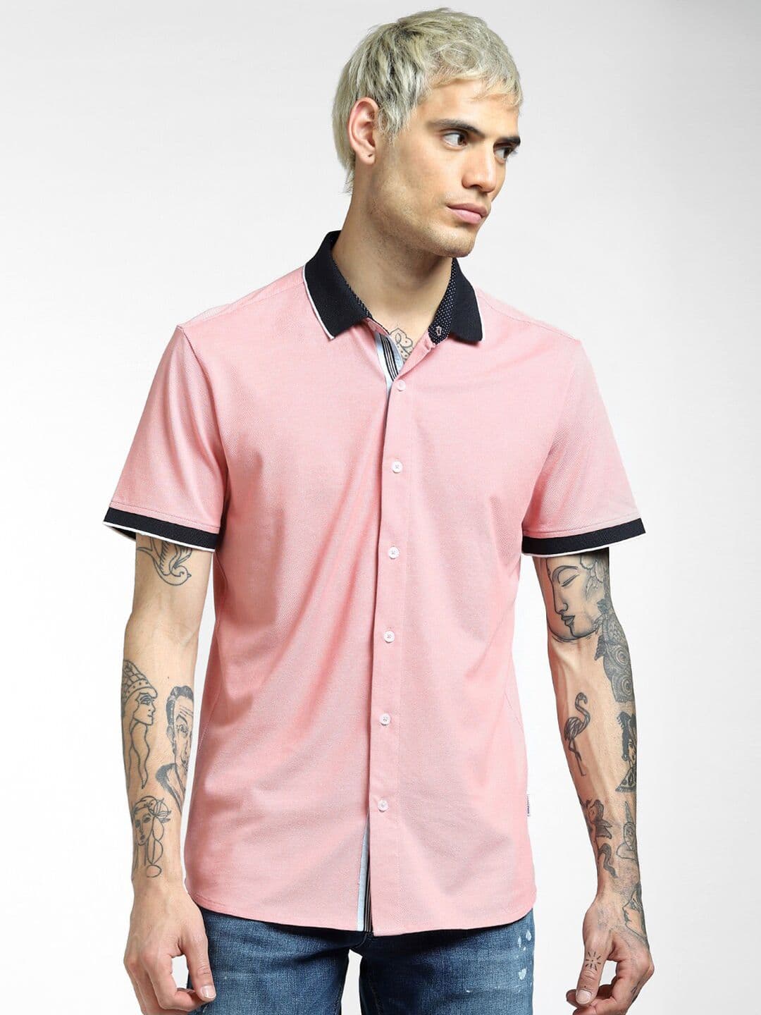 Jack & Jones Men Pink Slim Fit Casual Shirt