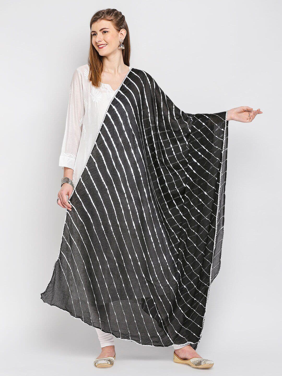 Dupatta Bazaar Black & White Dyed Dupatta - view 1