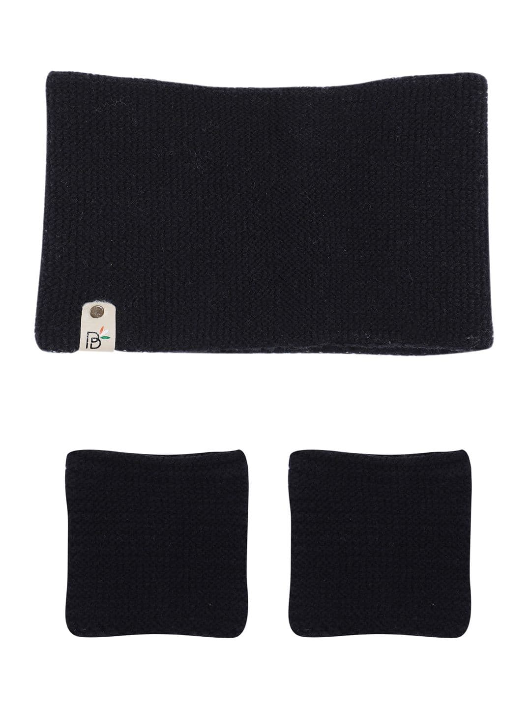 Bharatasya Unisex Black Cotton Sports Set of Sweatband & 2 Wristbands - view 1
