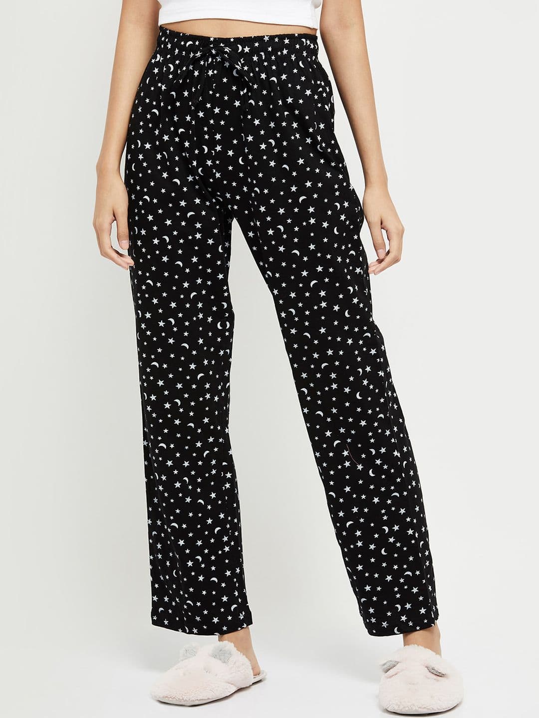 max Women Black Printed Pure Cotton Lounge Pant - view 1