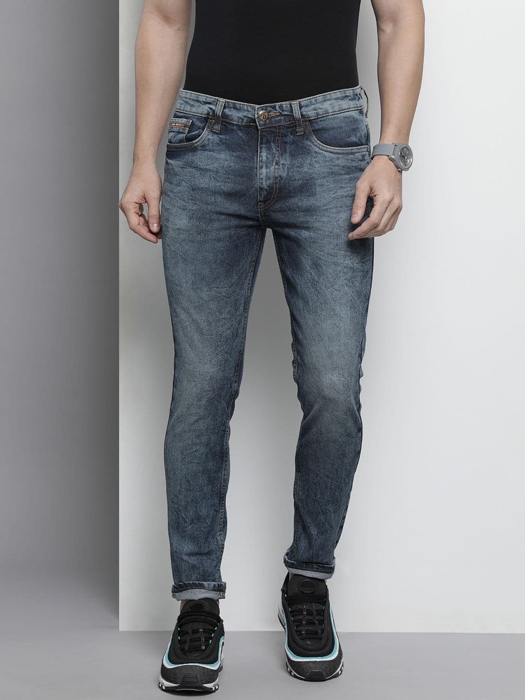 The Indian Garage Co Men Blue Slim Fit Light Fade Stretchable Jeans - view 1