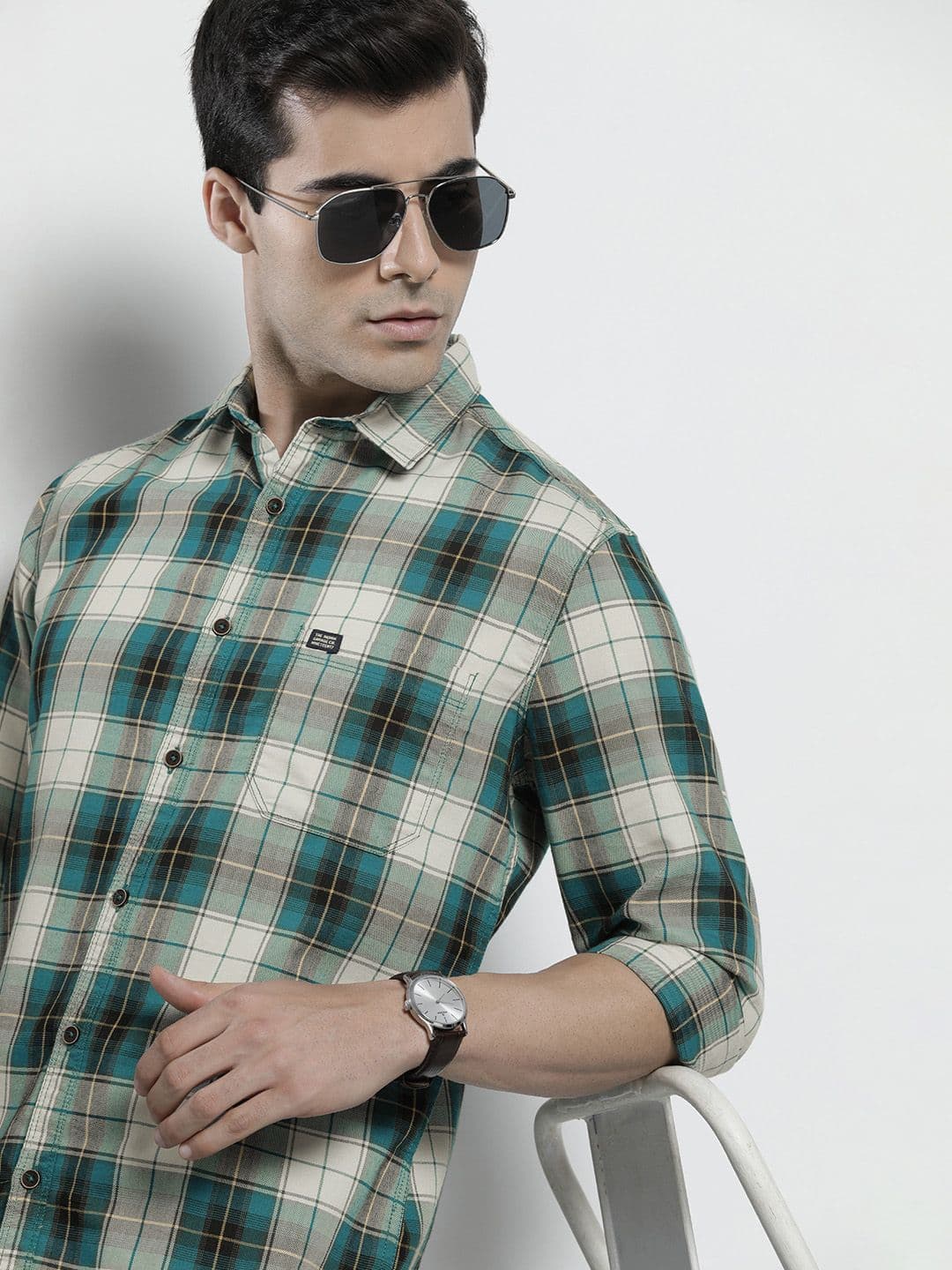 The Indian Garage Co Men Green Classic Checked Casual Shirt - view 1