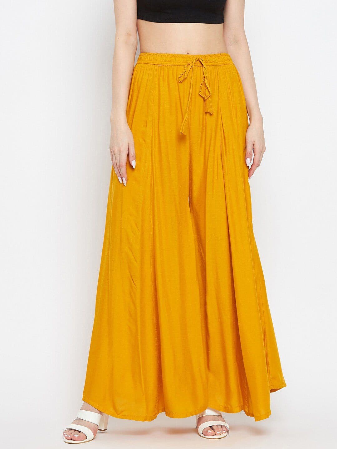 Clora Creation Women Mustard Flared Fit Palazzos - view 1