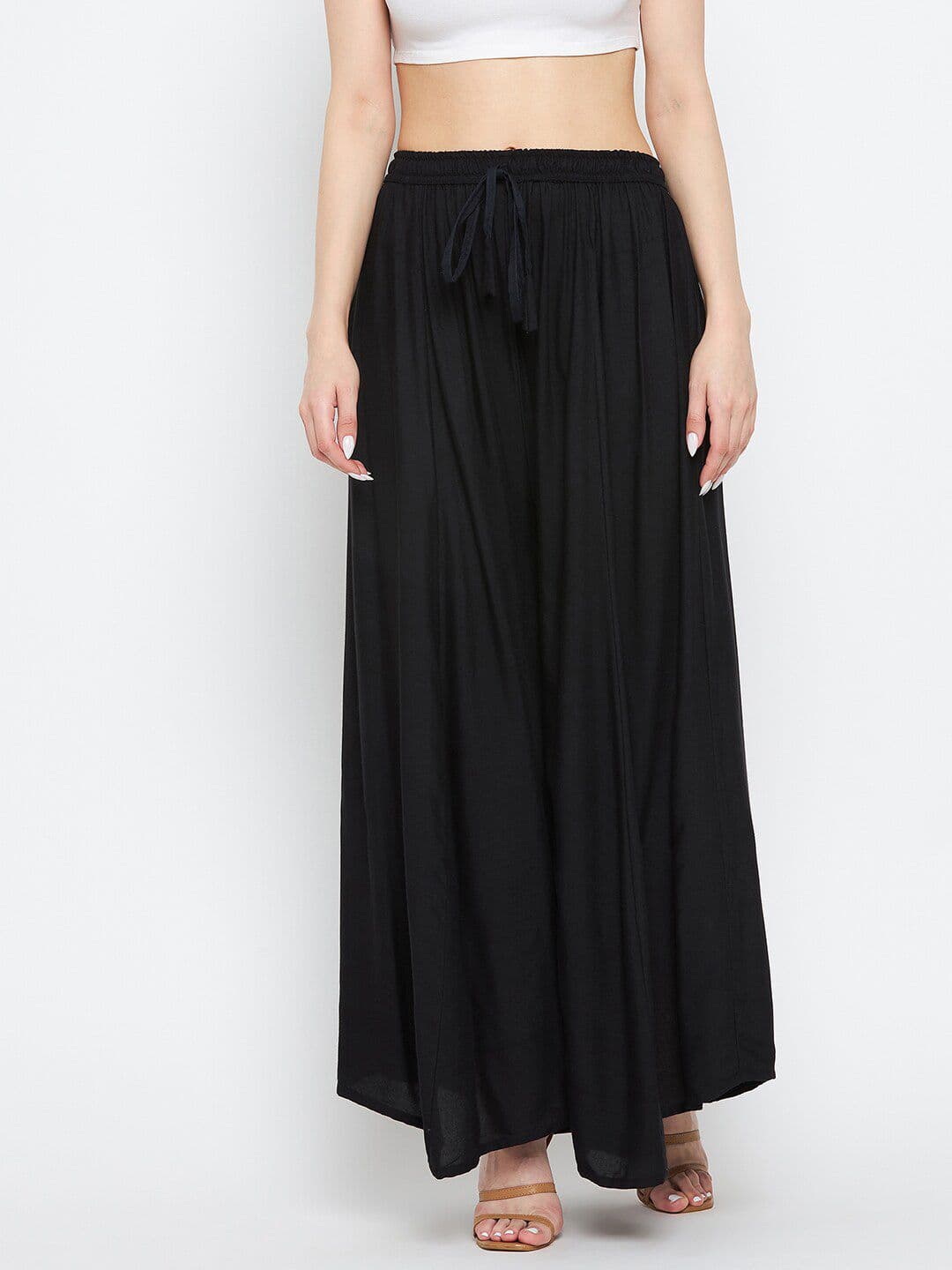 Clora Creation Women Black Flared Ethnic Palazzos - view 1