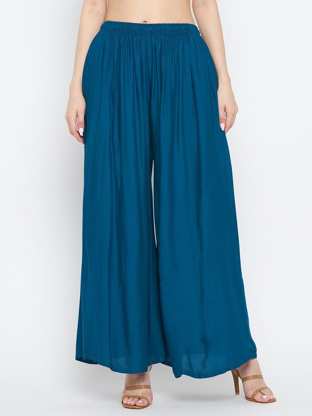 Clora Creation Women Teal Flared Ethnic Palazzos - view 1