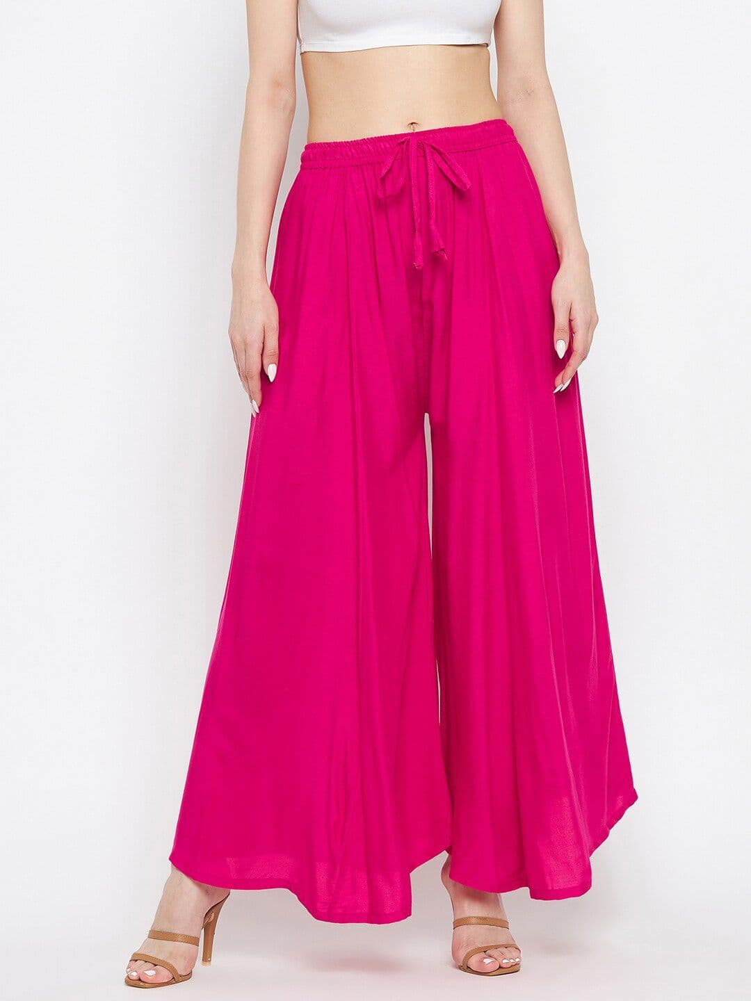 Clora Creation Women Magenta Flared Ethnic Palazzos - view 1