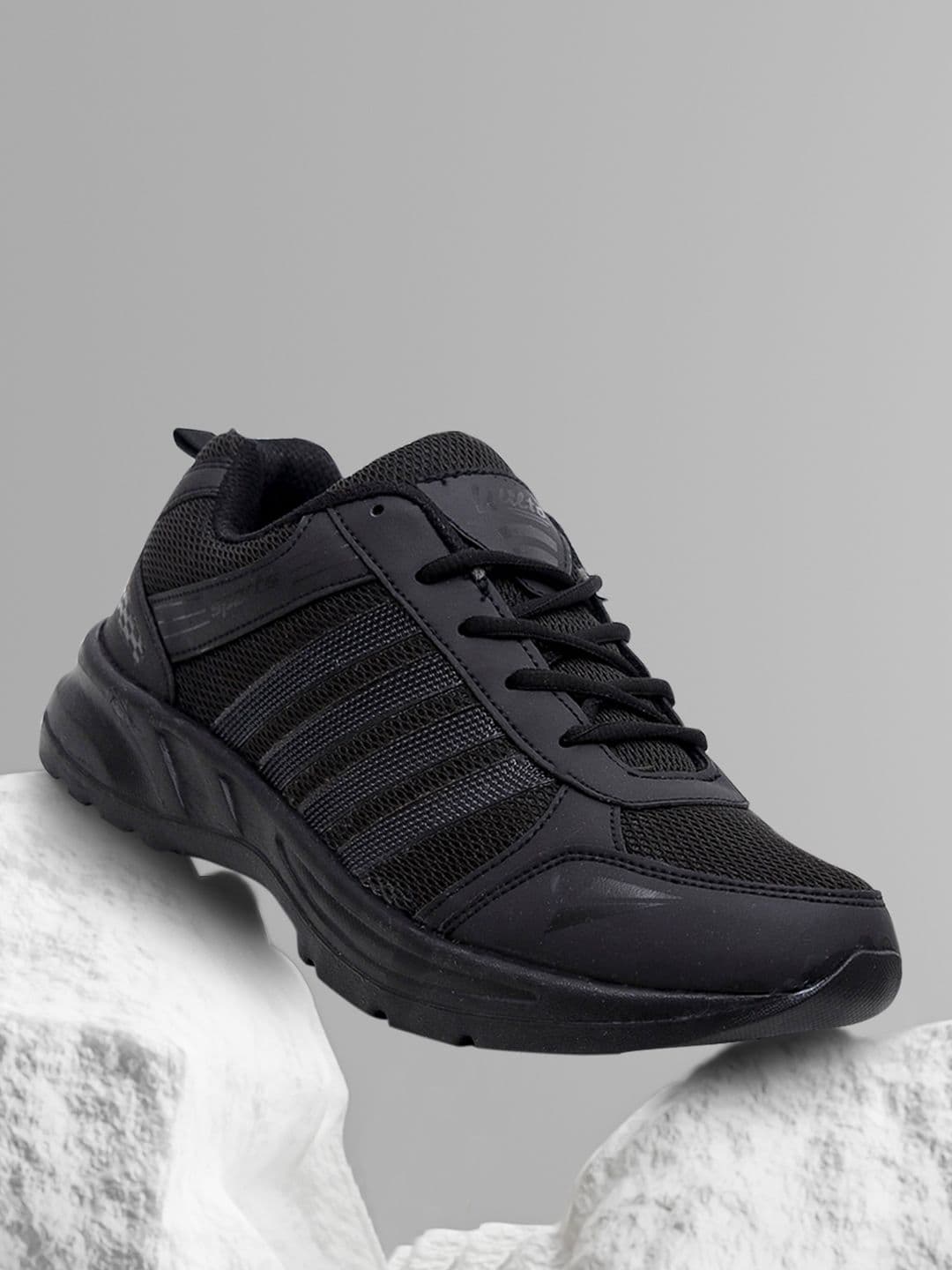 ASIAN Men Black Mesh Men Running Lace Up Shoes - view 1