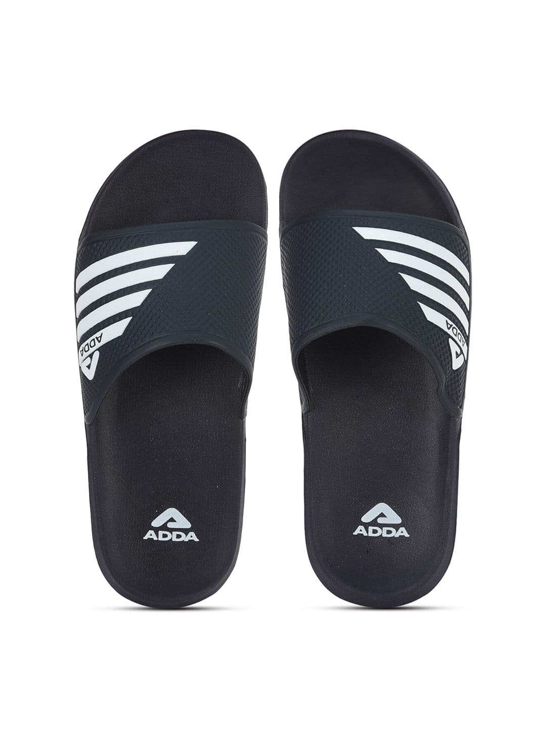 Adda Men Navy Blue & White Striped Rubber Sliders - view 1