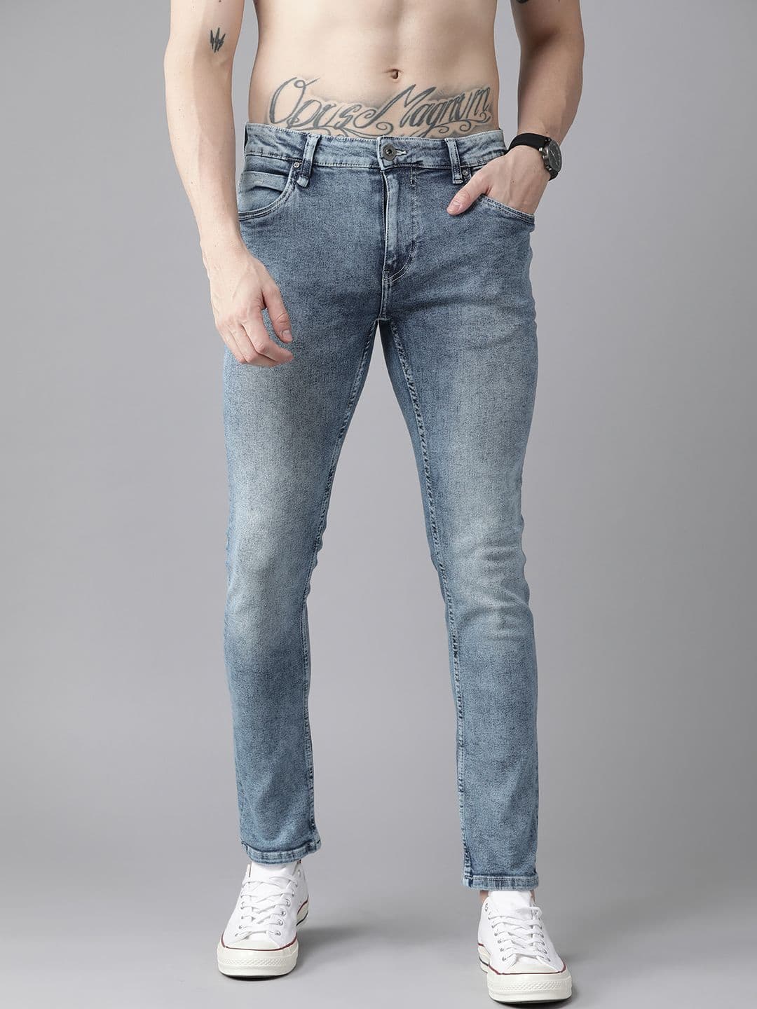 Roadster Men Blue Skinny Fit Light Fade Stretchable Jeans