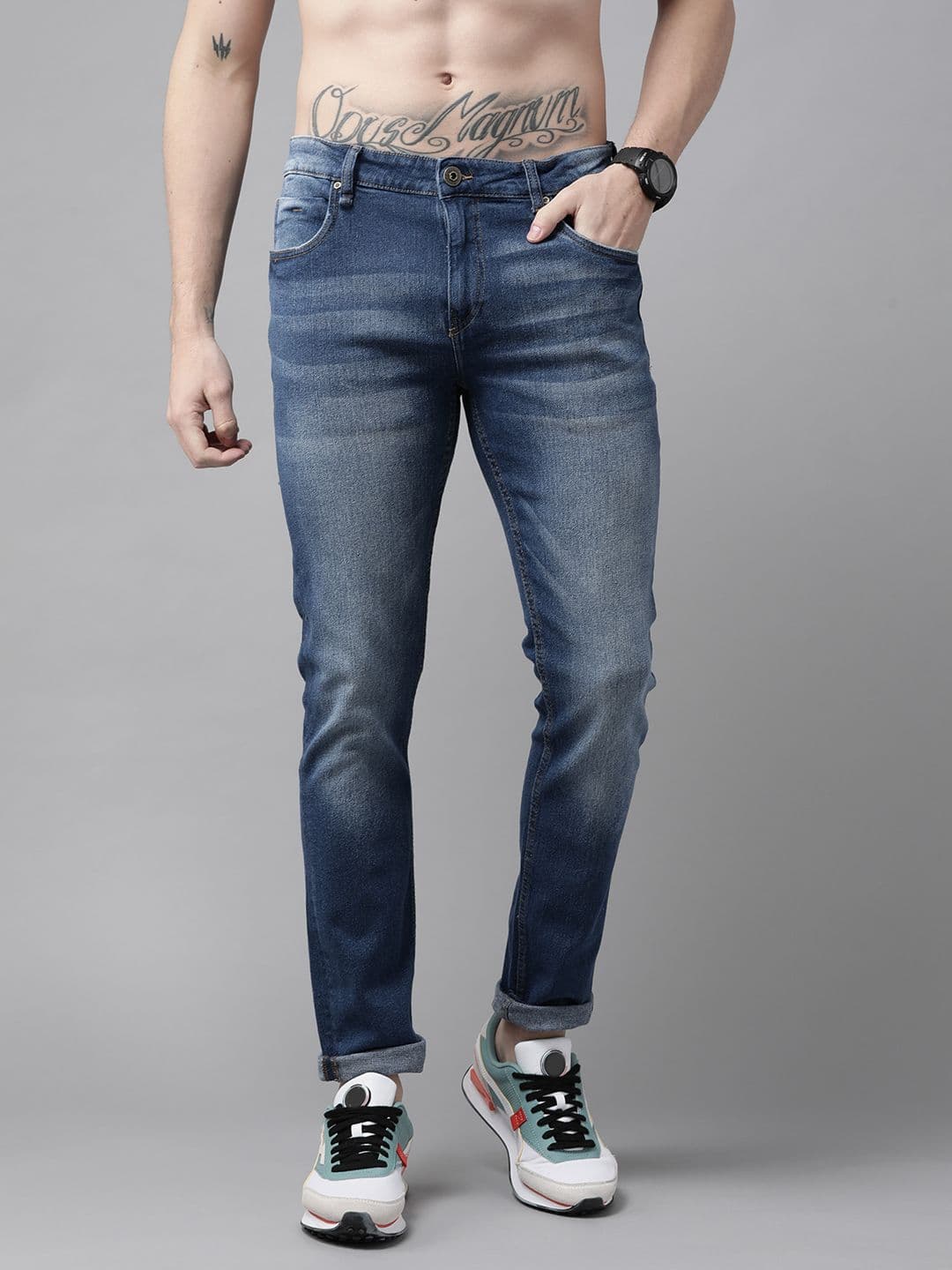 Roadster Men Blue Skinny Fit Light Fade Stretchable Jeans - view 1