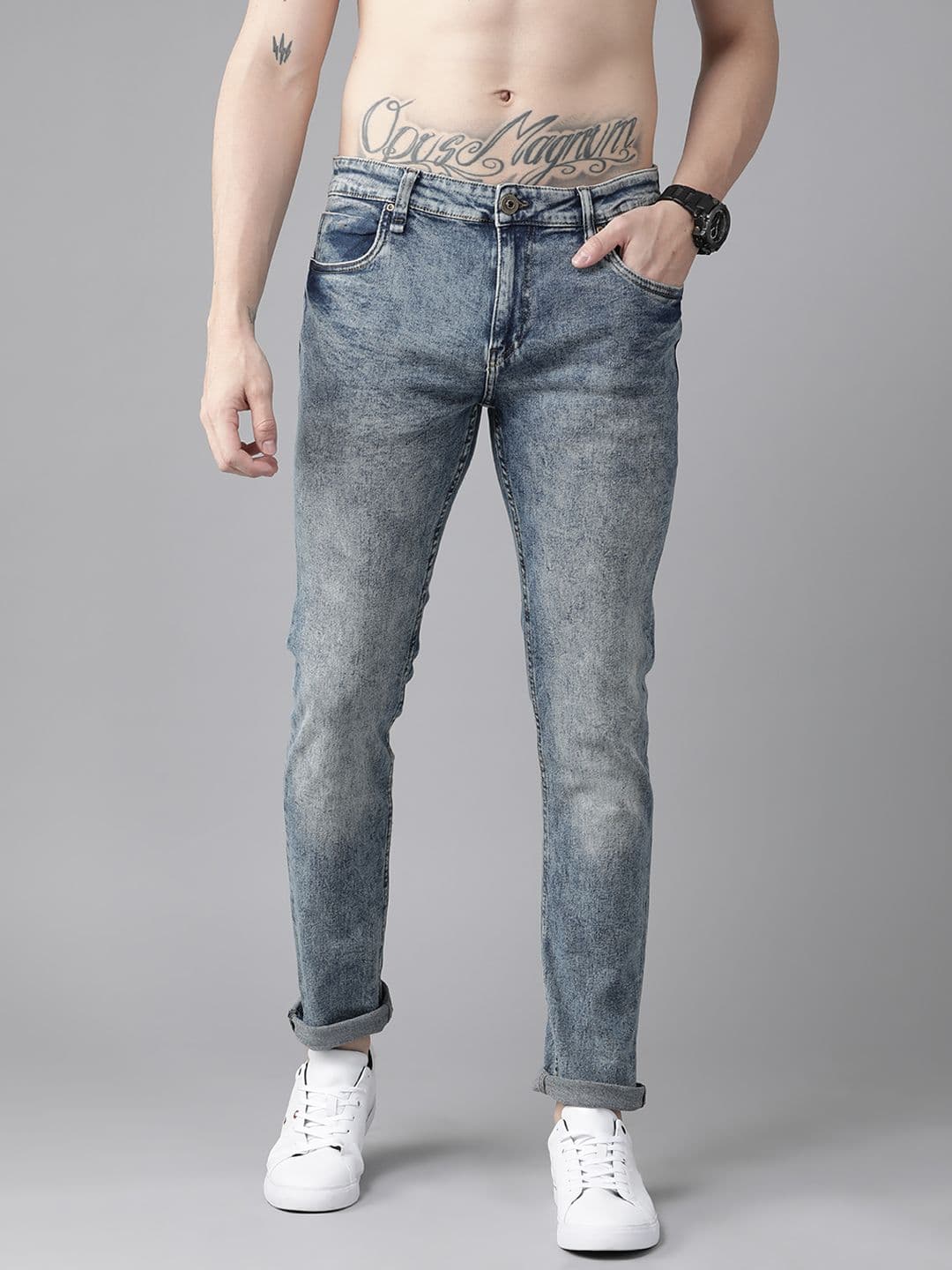 Roadster Men Blue Skinny Fit Light Fade Acid Wash Stretchable Jeans - view 1
