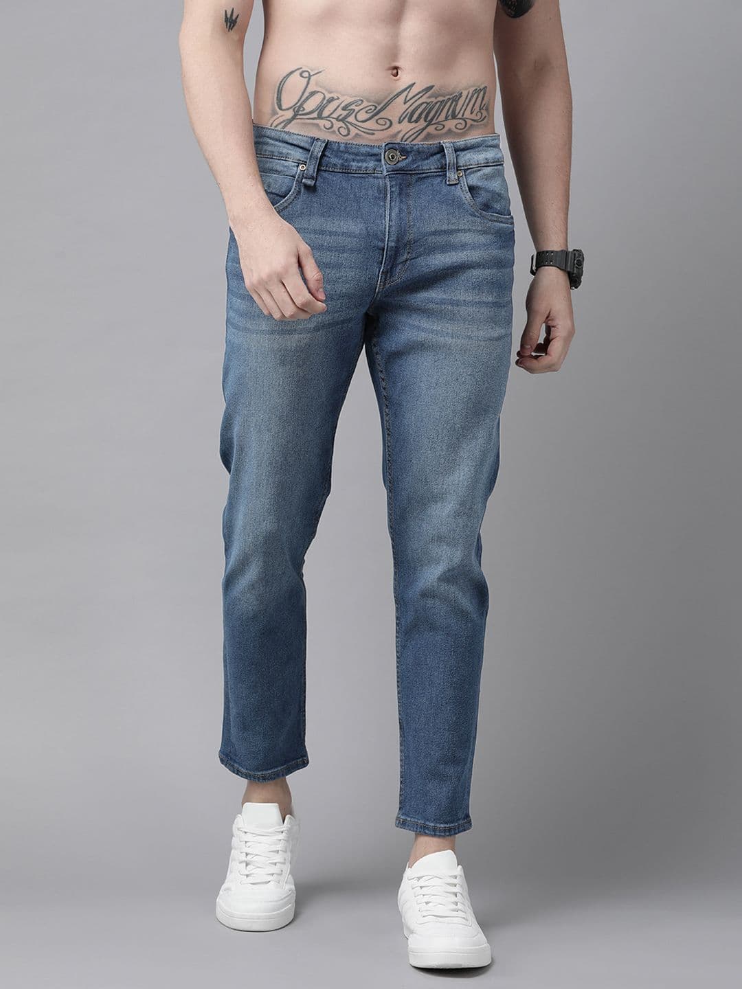 Roadster Men Blue Carrot Light Fade Stretchable Jeans