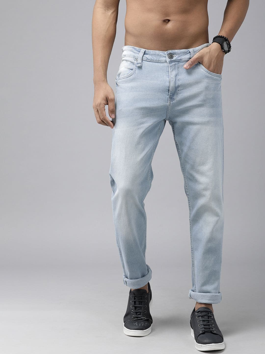 The Roadster Lifestyle Co Men Blue Slim Fit Mid-Rise Heavy Fade Stretchable Jeans - view 1