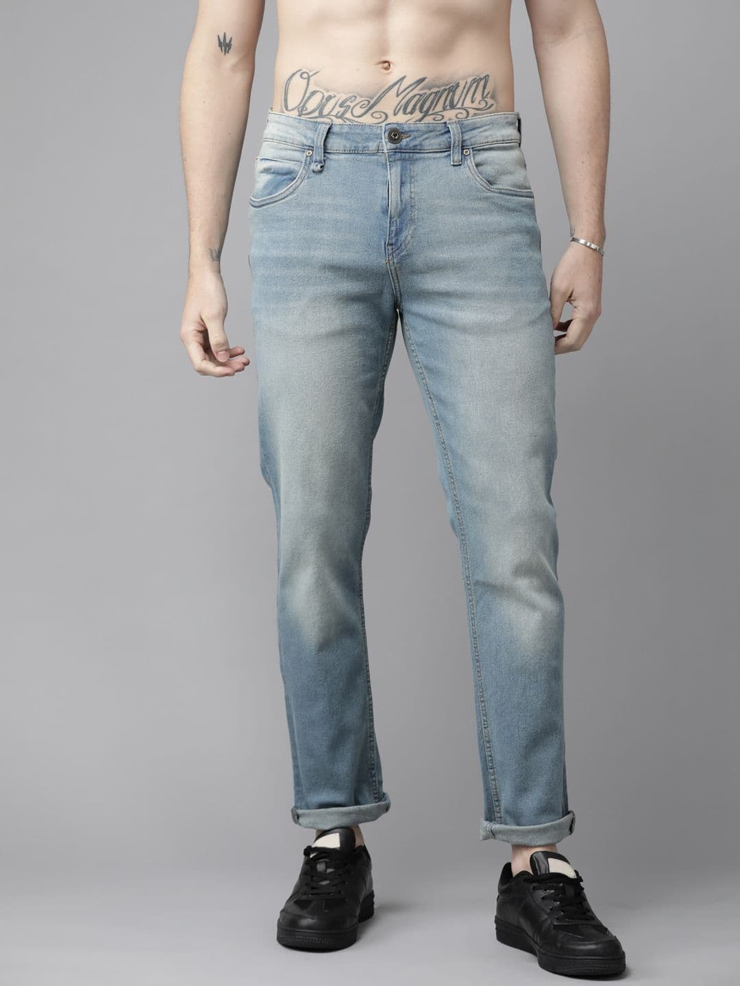 Roadster Men Blue Slim Tapered Fit Heavy Fade Stretchable Jeans - view 1