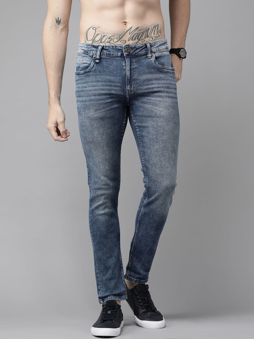 Roadster Men Blue Skinny Fit Heavy Fade Stretchable Jeans - view 1