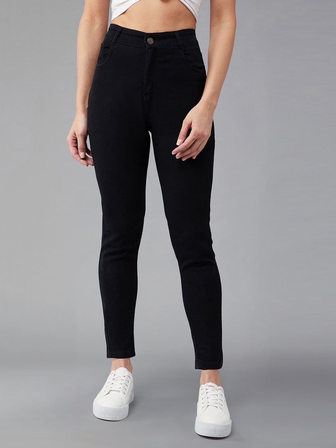 DOLCE CRUDO Women Black Skinny Fit High-Rise Stretchable Jeans - view 1