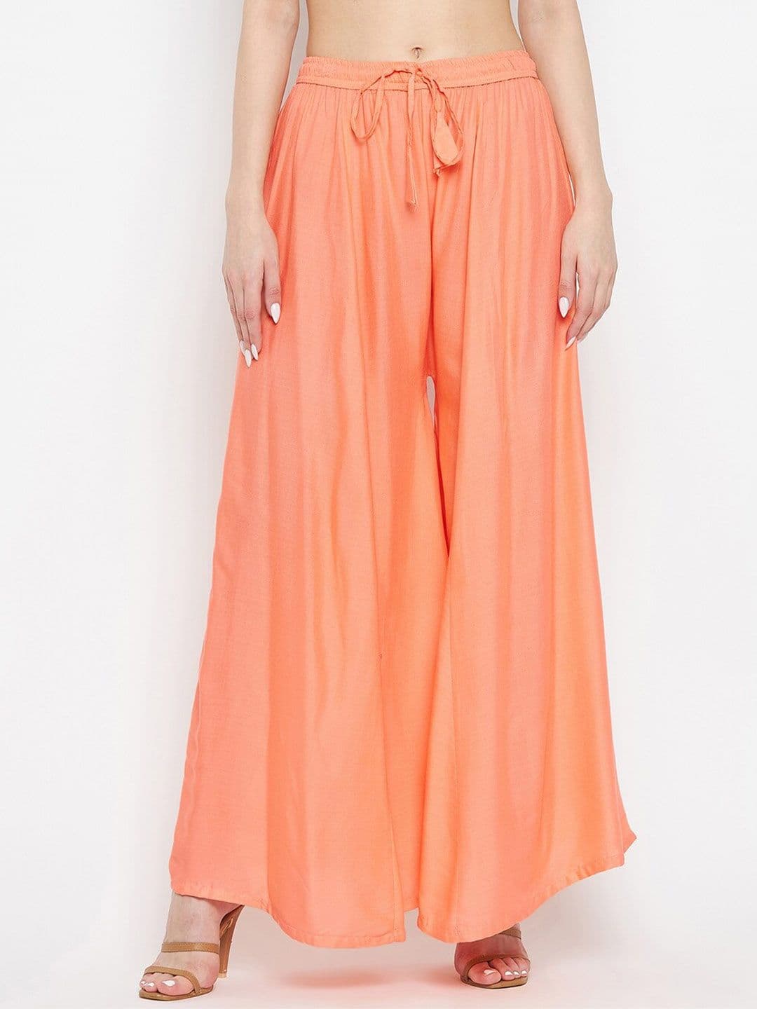 Clora Creation Women Peach-Coloured Flared Palazzos - view 1